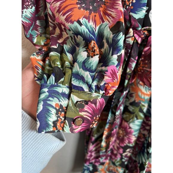 Donna Ricco Dress‎ Floral Multi Color Size 4 Long Sleeve Spring Summer NEW - Picture 6 of 11